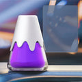 Snow Mountain car aroma diffuser in glass paste construction showing four colour options: purple, lime, laurel, and blue.