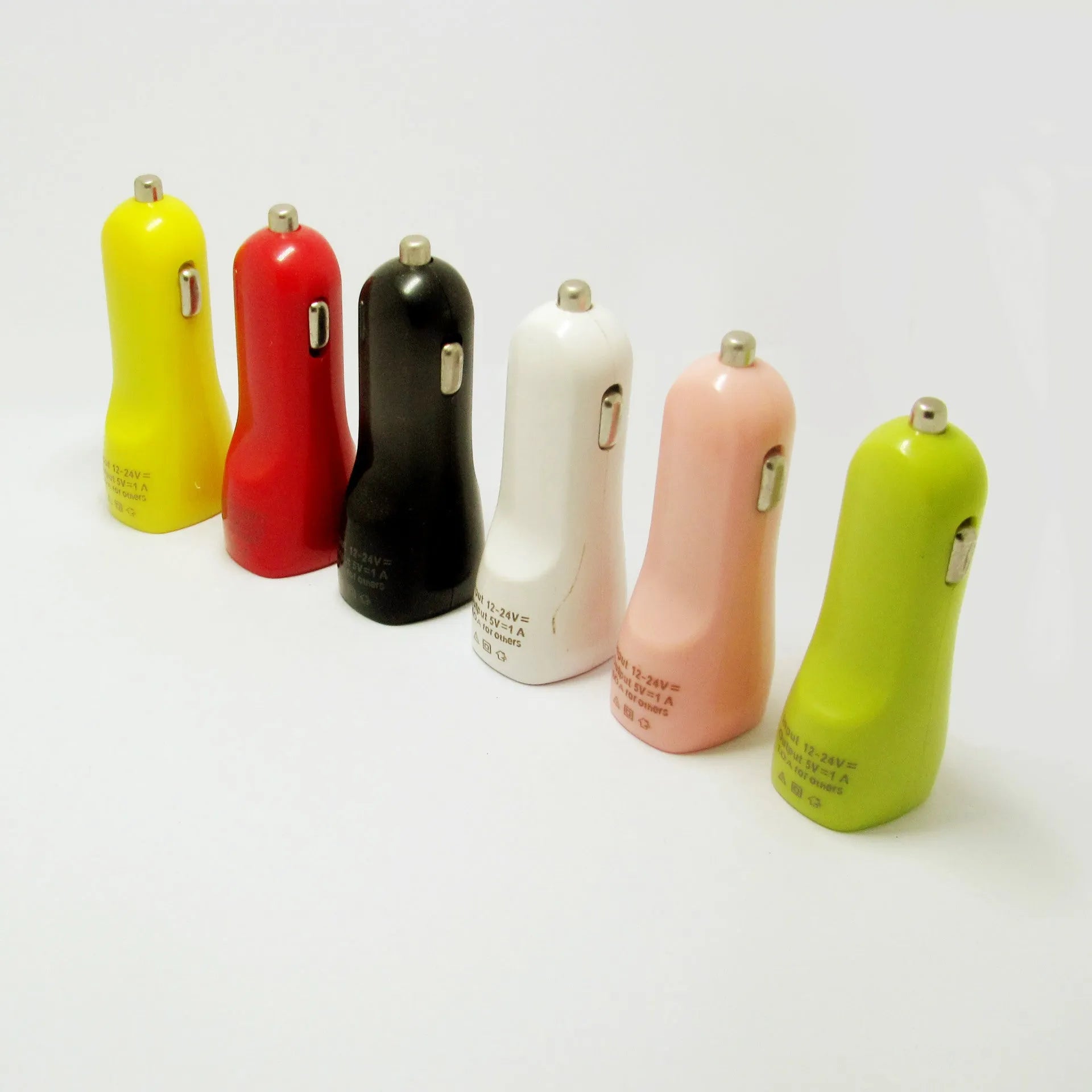 Duckbill dual USB car charger with blue LED indicator light showing dimensions 60x42x42mm