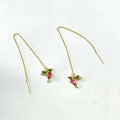 Women's bird hanging long earrings with mixed zirconium wings design in alloy construction with electroplating