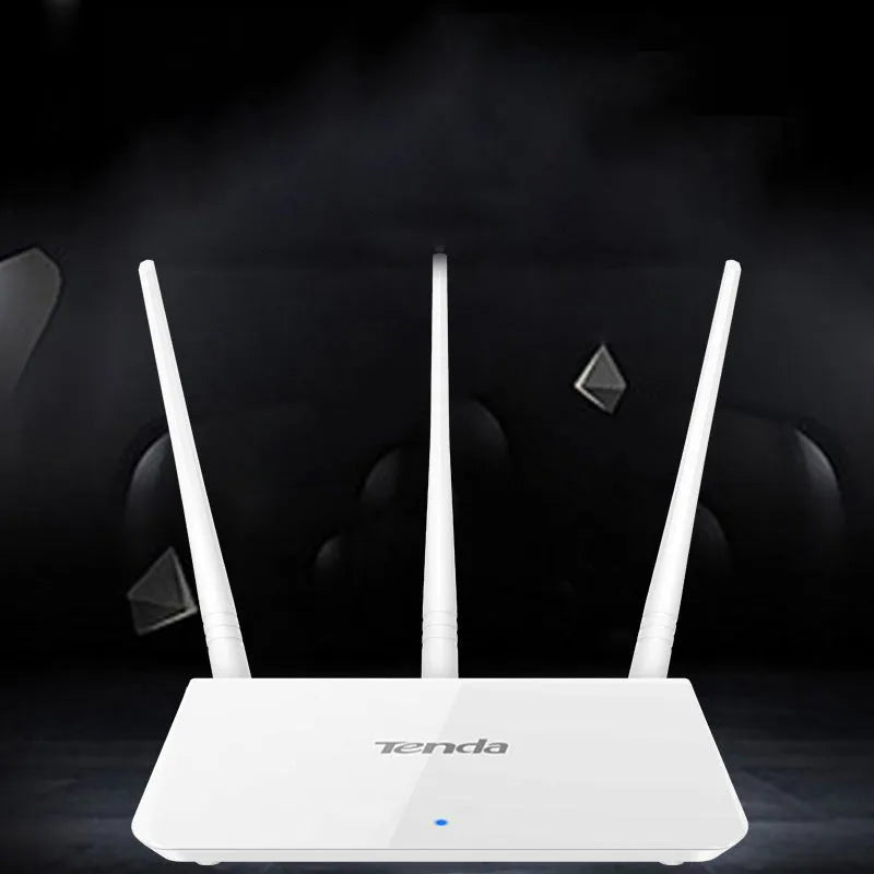 White wireless router with US style design for dual-band 2.4GHz and 5GHz broadband networking.