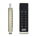 Fingerprint encrypted USB 3.0 flash drive with metal casing showing biometric sensor and 64GB capacity