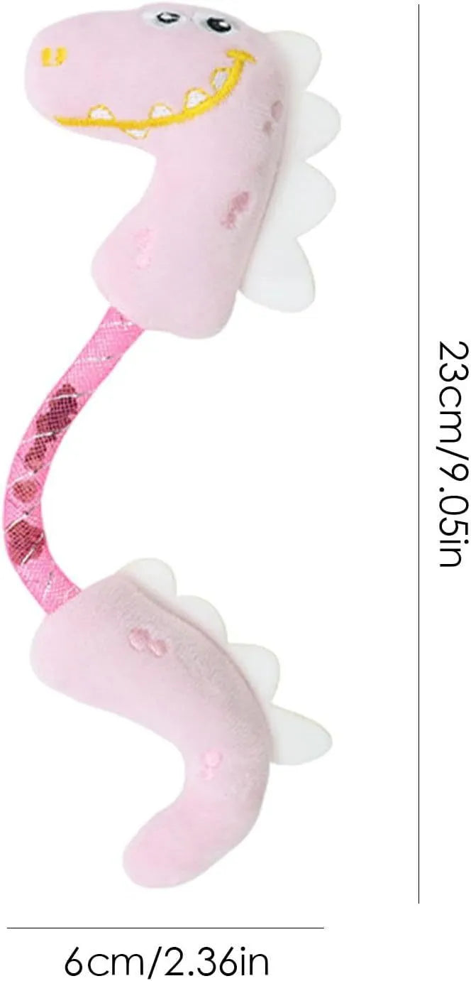 Four cat toys bundle including plush mouse, fish, bunny, and rope toy in pink, purple, or yellow colours