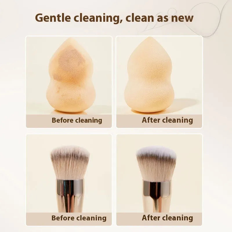 Makeup brush and beauty blender cleaning kit with detergent bottle and spray bottle