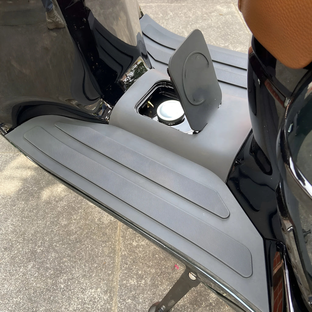 Motorcycle front foot pedal accessory with 3D rubber pad in black gray and bronze gold options