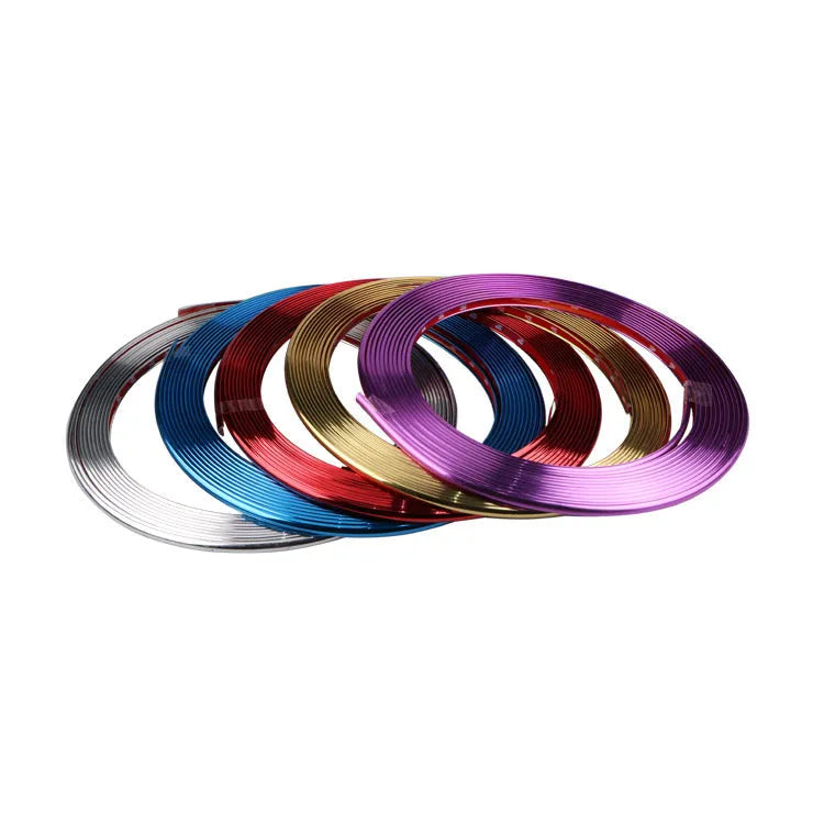 Electroplated purple PVC wheel hub protection strip on 8 metre roll for car wheel decoration