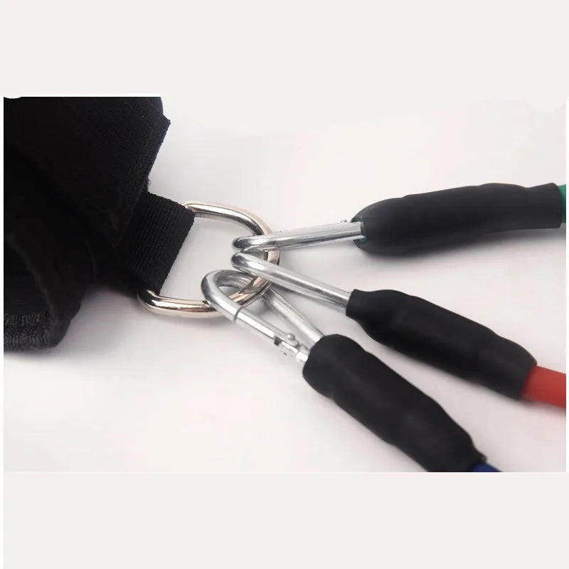 Black nylon taekwondo leg training pull rope set for explosive force development
