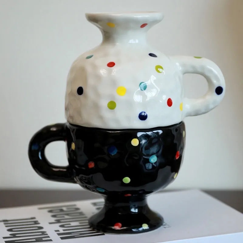 Hand-pinched irregular ceramic mug in solid colour with 250ml capacity