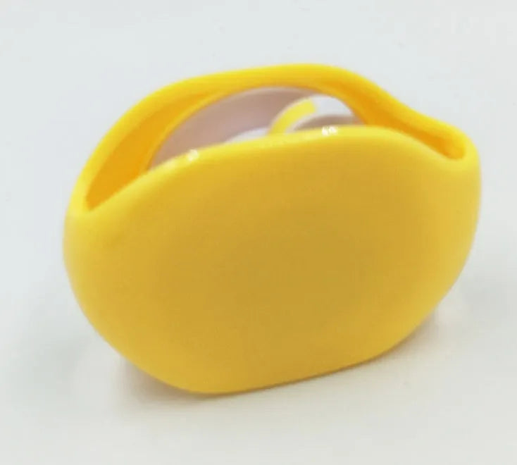 Automatic earphone cable winder retractor in various colours on a white background.