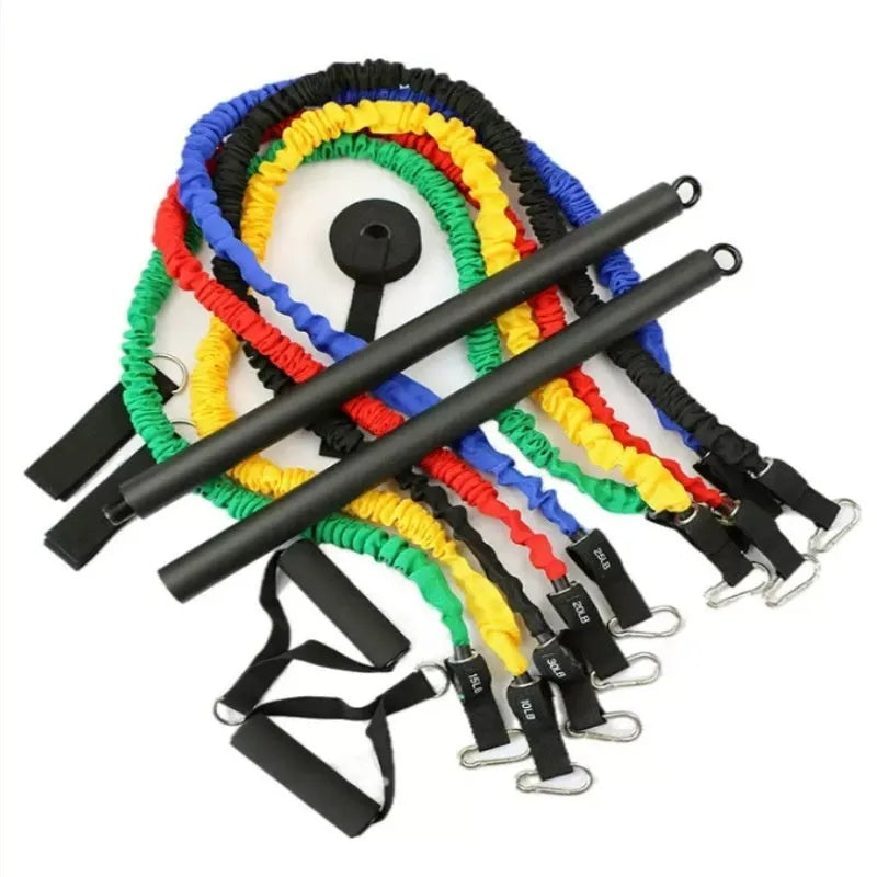 Telescopic push-and-pull rod fitness equipment with pull rope attachments for resistance training