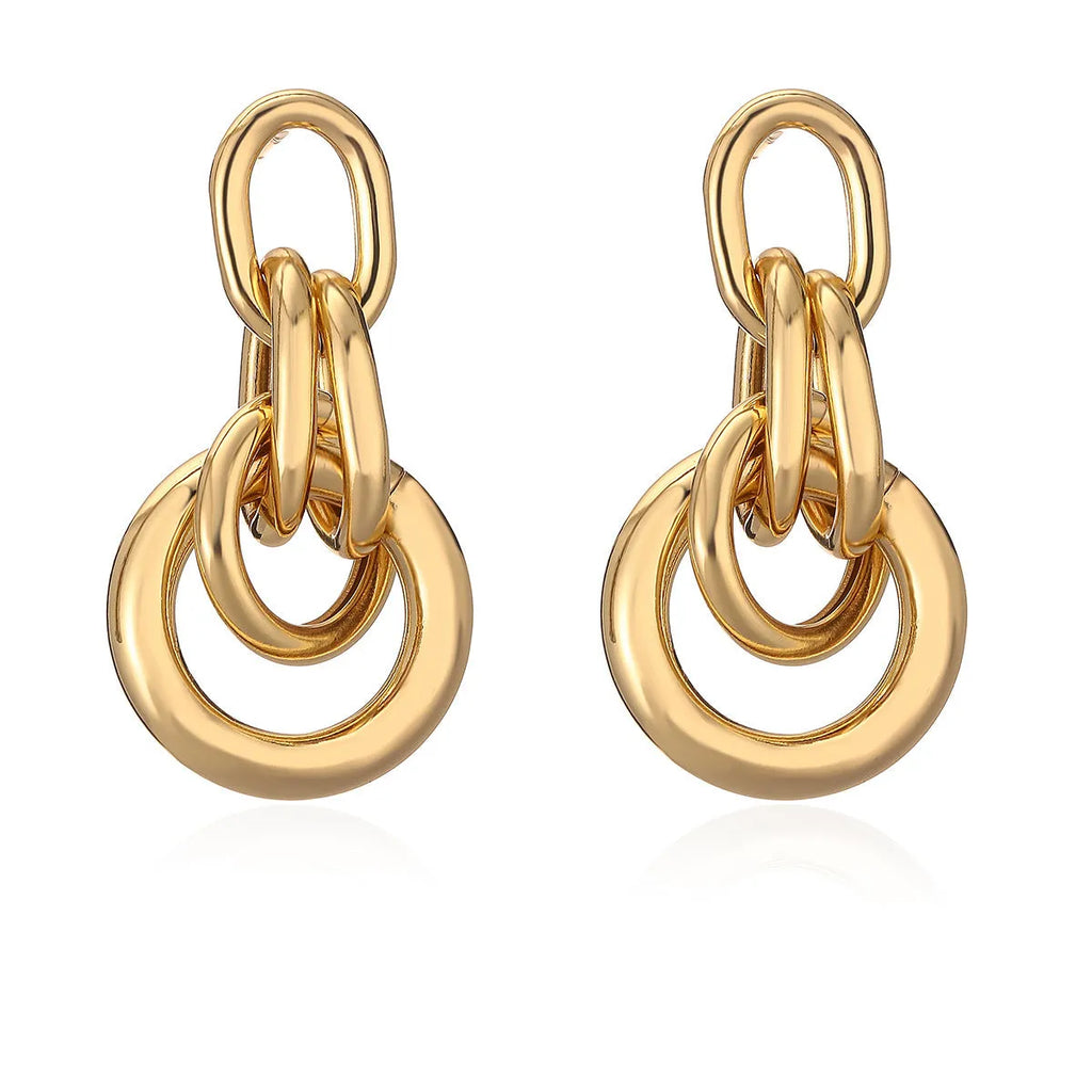 Gold-coloured geometric women's earrings with irregular angles, approximately 20-24mm length