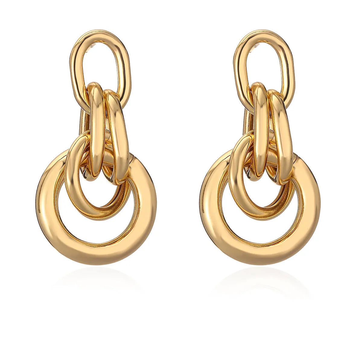 Gold-coloured geometric women's earrings with irregular angles, approximately 20-24mm length
