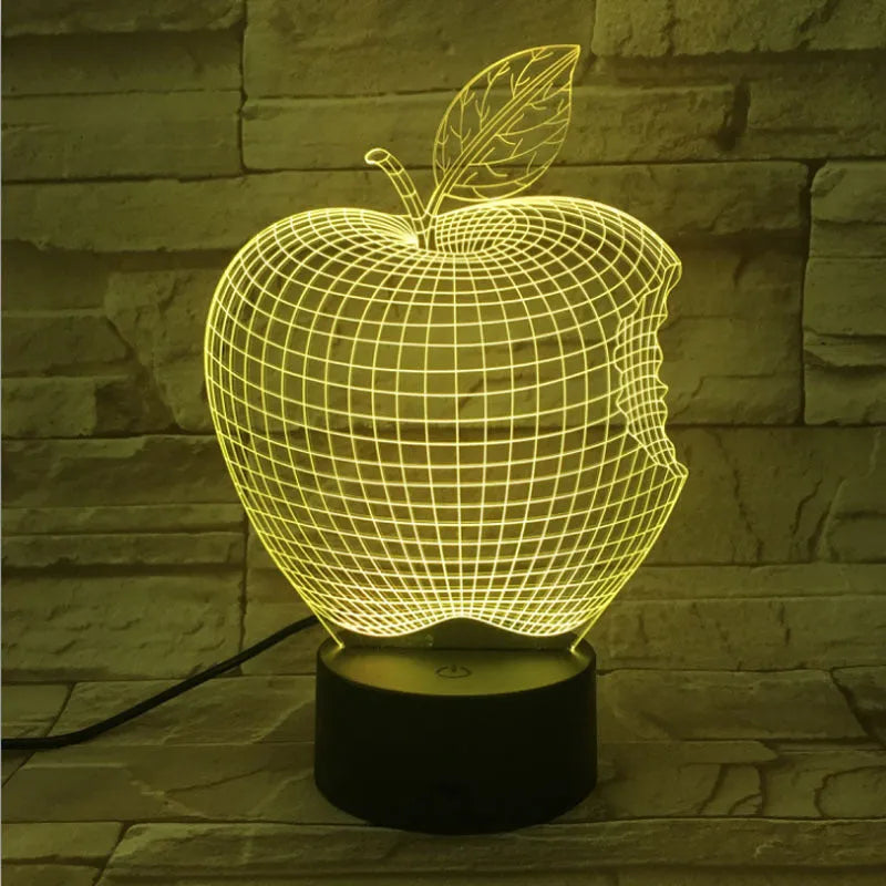 3D fruit colourful night light with acrylic shade and touch control in seven colours