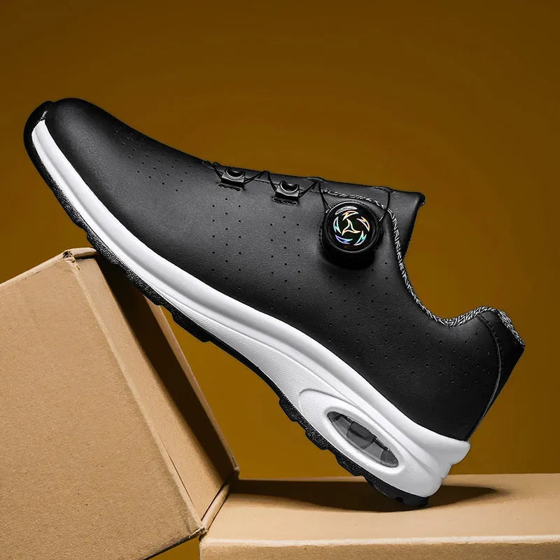 Low-top black and white mesh casual sports shoes with cross shoulder straps and composite sole