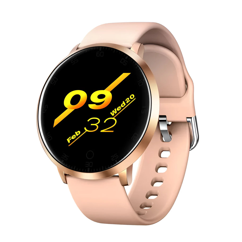 Ultra-thin smart health bracelet with zinc alloy case and silicone wristband showing touchscreen display