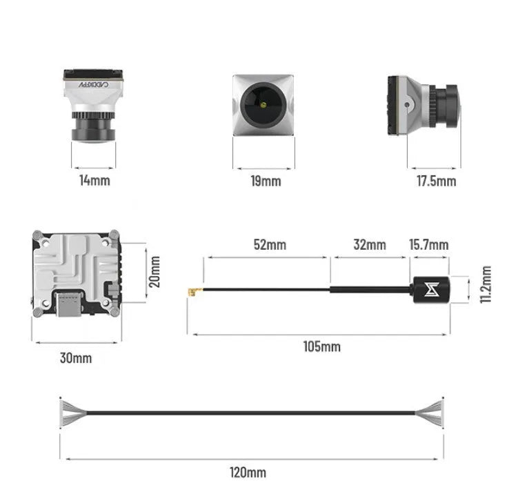 Caddx DJI FPV digital transmission module with mounting screws and connection cables