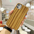 Wooden iPhone back cover case showing natural wood grain texture on rosewood coloured case