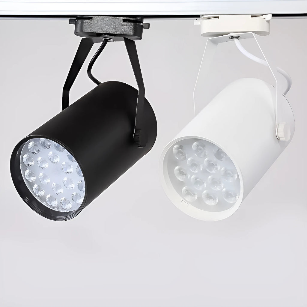 LED track spotlight with aluminium shell in retail setting showing adjustable positioning