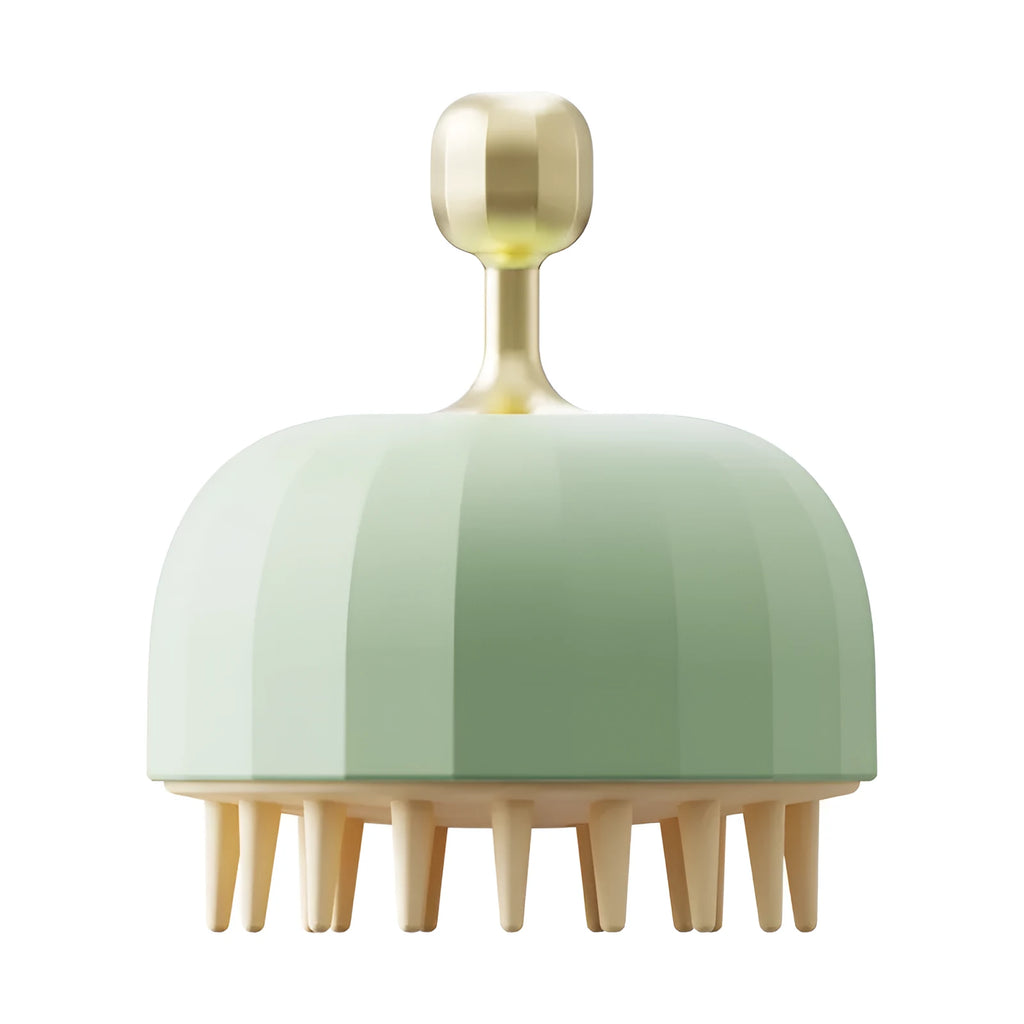 Green pet shampoo massage brush with drain holes for dog and cat bath grooming