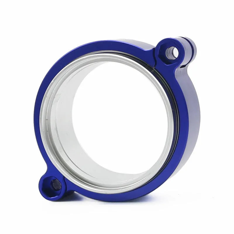 Aluminium exhaust clamp for car modification in black, blue or red colours