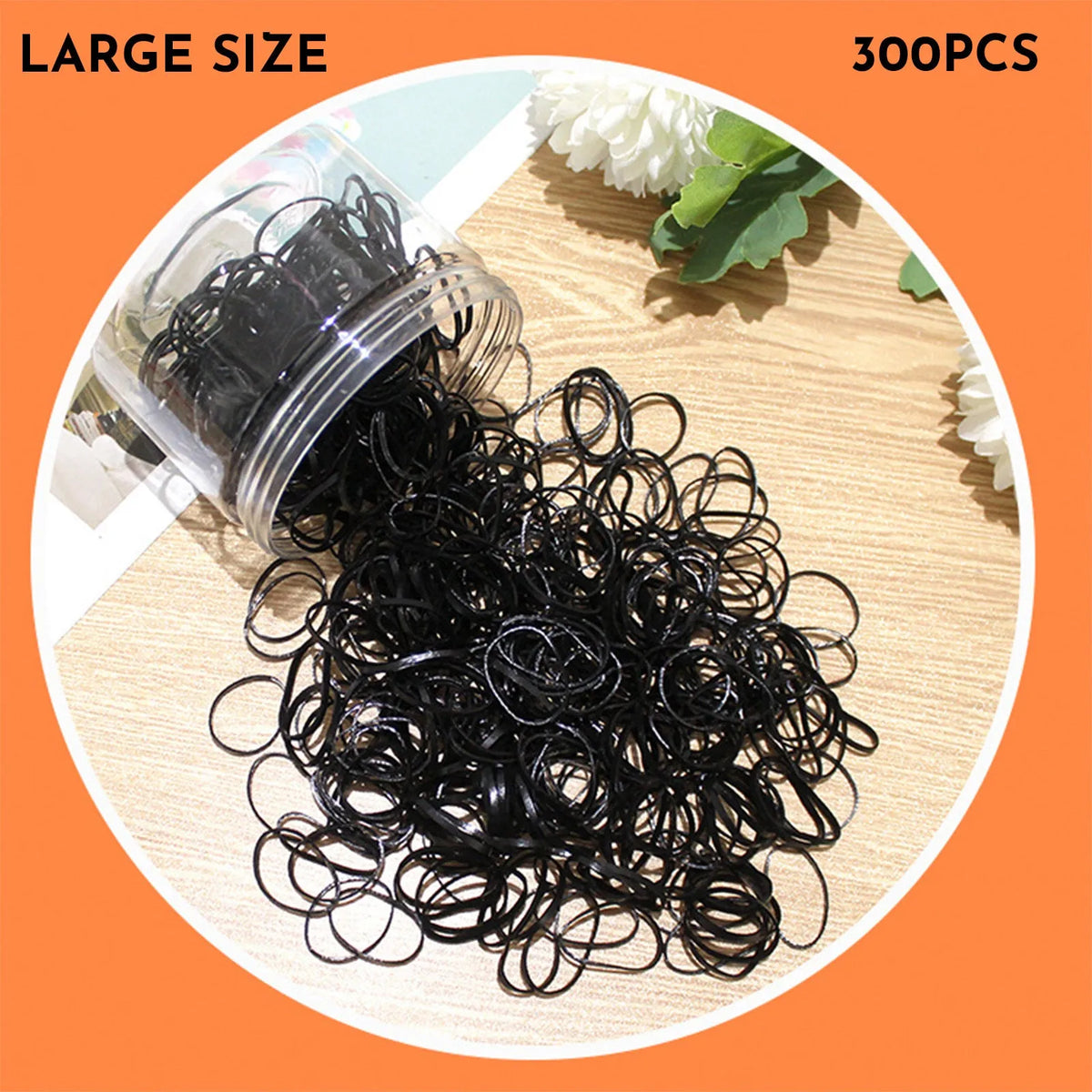 Pack of small, colourful TPU elastic hair bands for babies and toddlers in a reusable container.