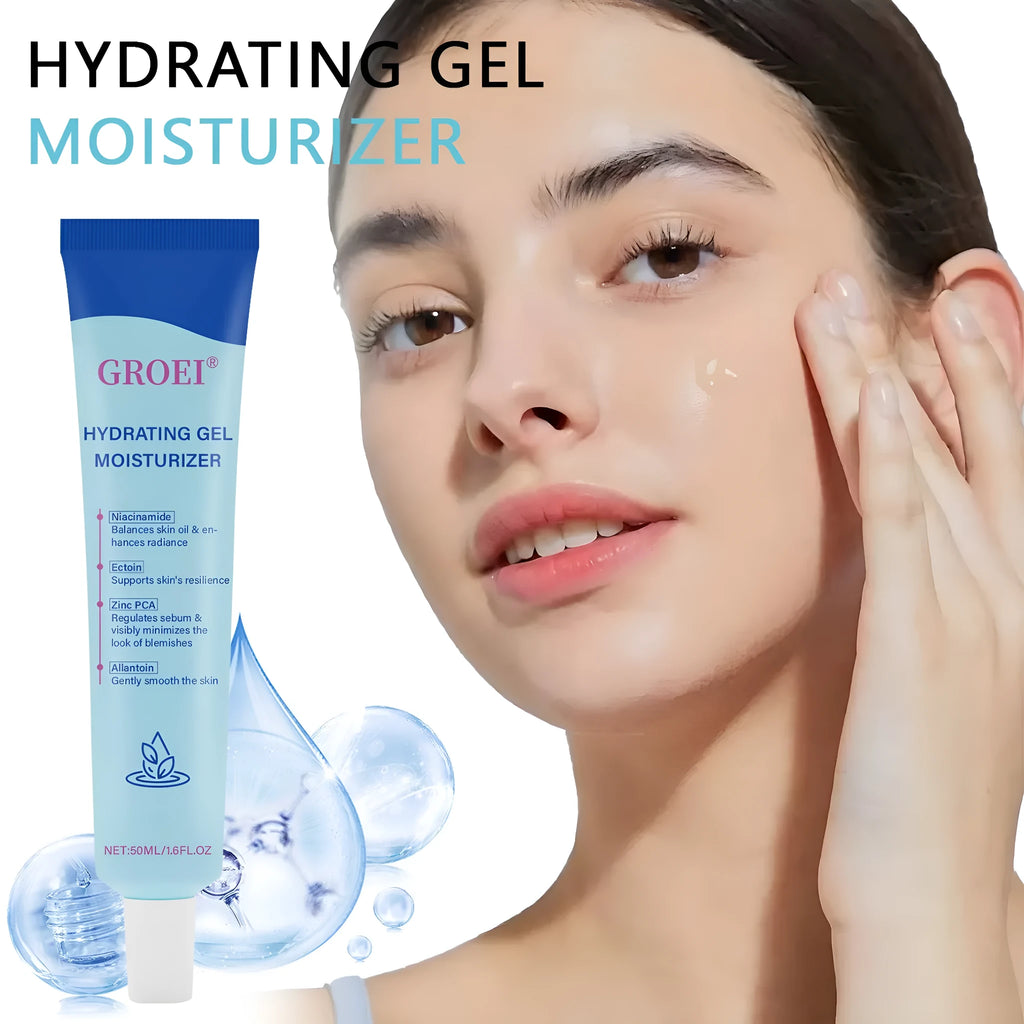 50ml moisturising facial gel tube with hyaluronic acid for hydration