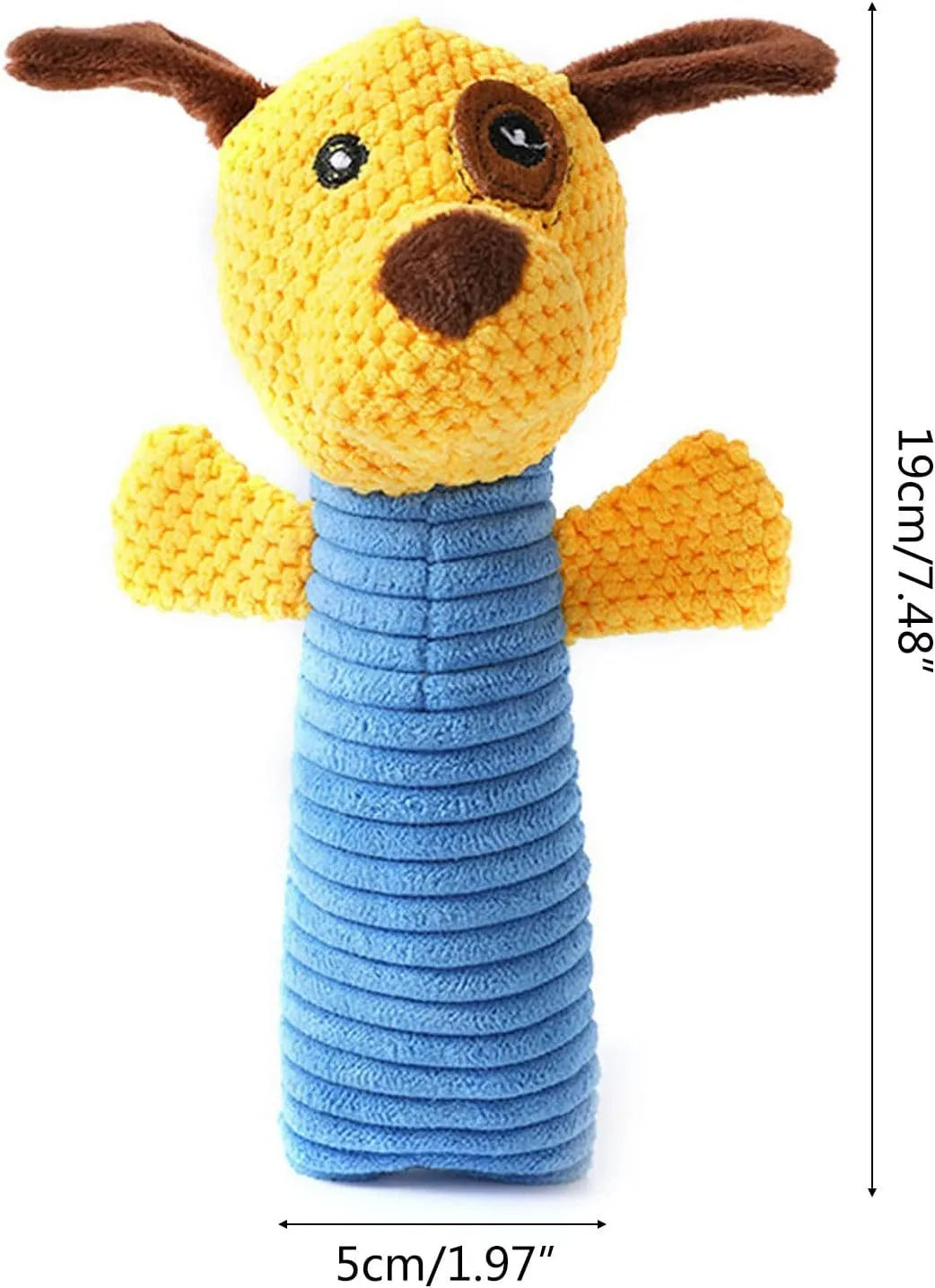 Squeaky plush dog chew toy in calf frog puppy designs for dental cleaning and teeth massage