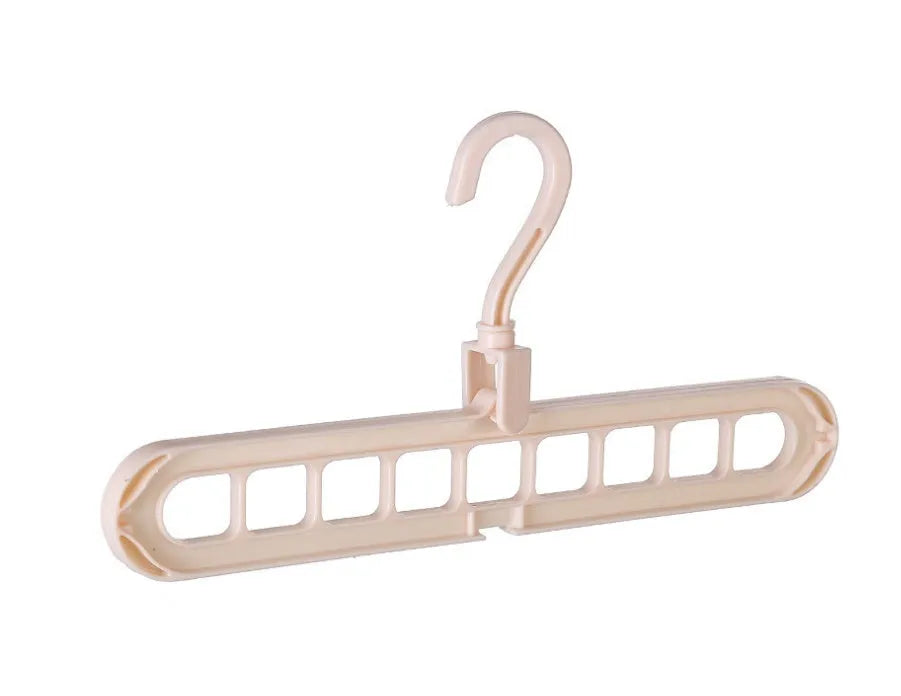 Plastic clothes hanger hook with rotating handle in various colours including pink and green.