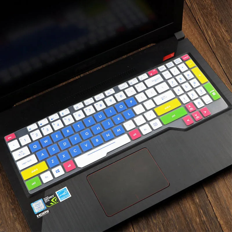 ASUS Flight laptop keyboard protective film cover in gradient blue colour option.