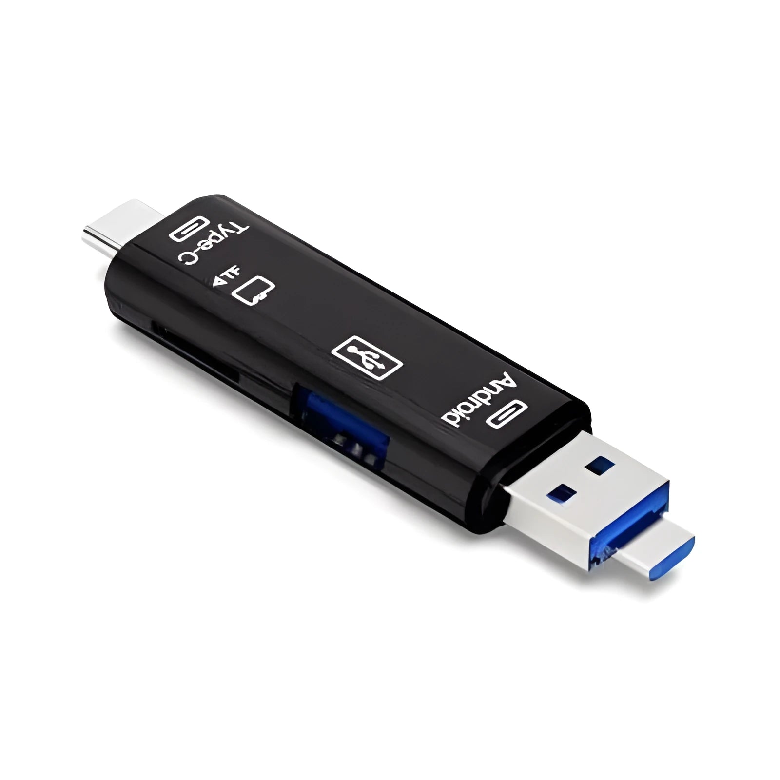 USB-C OTG Hub Adapter with Micro USB port and TF card reader in black or white