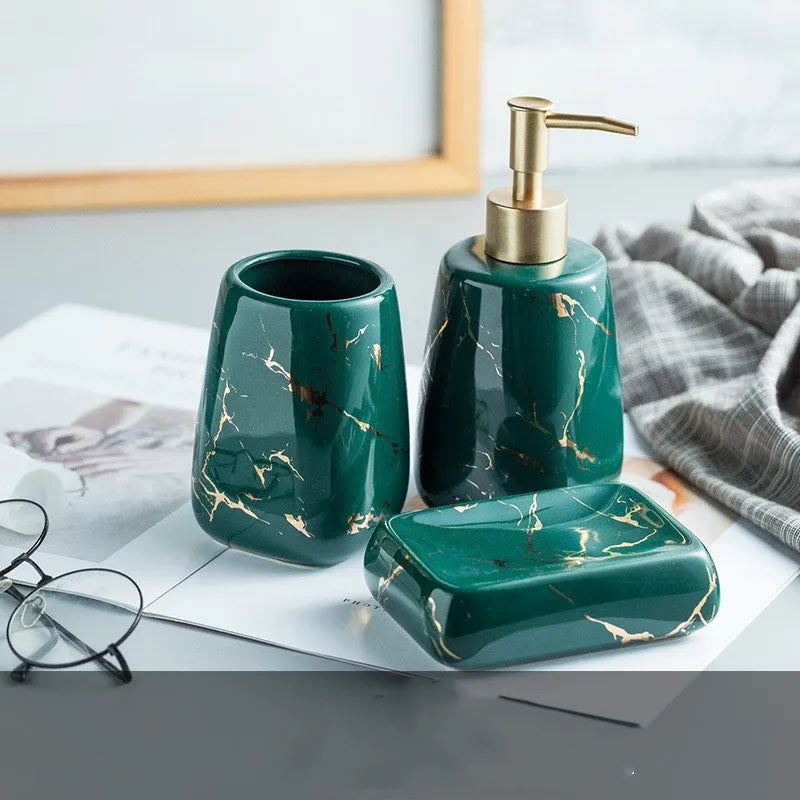 Ceramic bathroom wash set with high-temperature fired porcelain construction in light luxury style