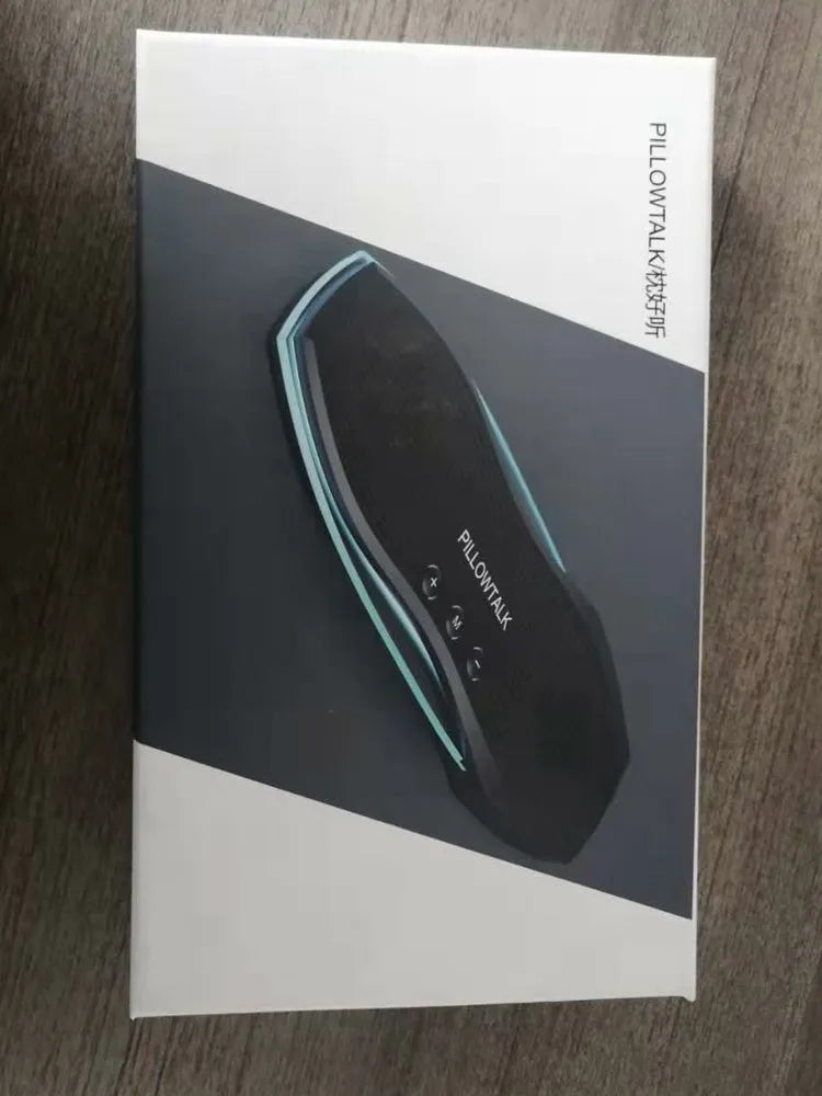 Black wireless in-ear headphones with sleep-comfort design and USB charging cable