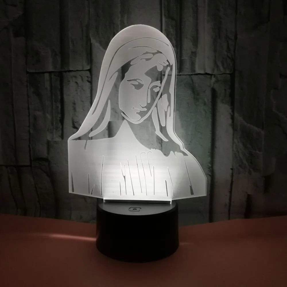 3D LED night light with laser-engraved acrylic plate showing dual ring pattern illumination