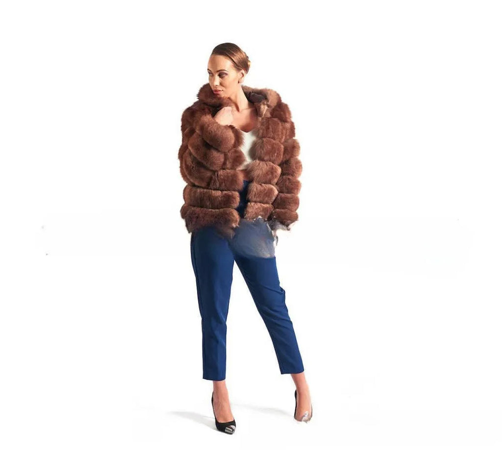 Women's loose fit artificial fur hooded coat in street fashion style