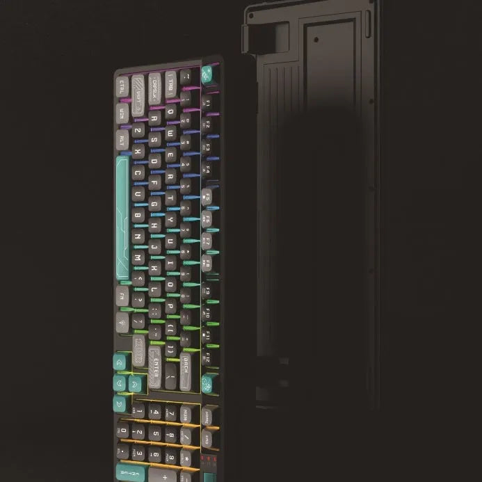 Plastic desktop keyboard with mechanical feel design in four colour options