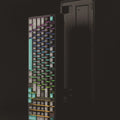 Plastic desktop keyboard with mechanical feel design in four colour options