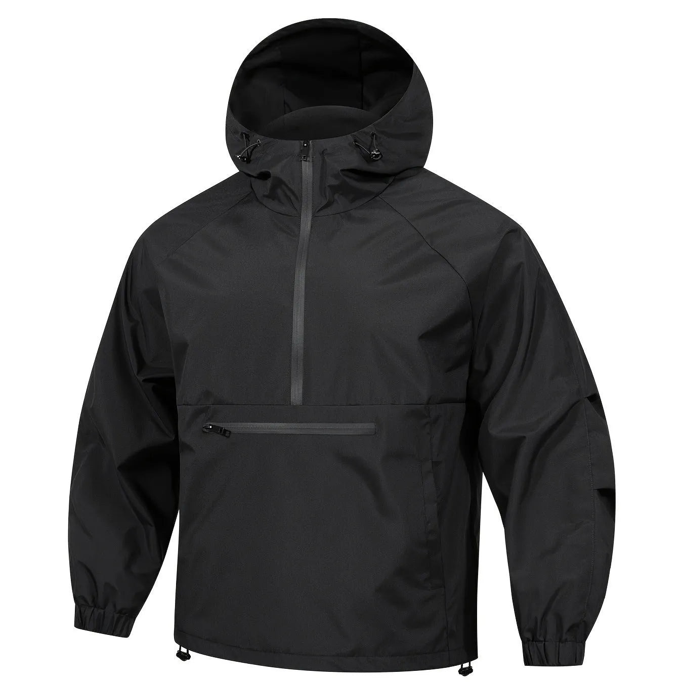 Men's Korean-style loose corduroy hooded jacket with half-zip closure in light grey colour