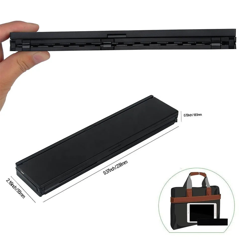 Mini folding ultra-thin wireless Bluetooth keyboard in black or white for tablets and smartphones