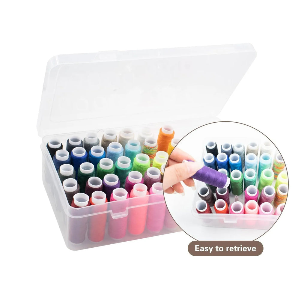 42 compartment plastic embroidery storage box in transparent, pink, or blue colours