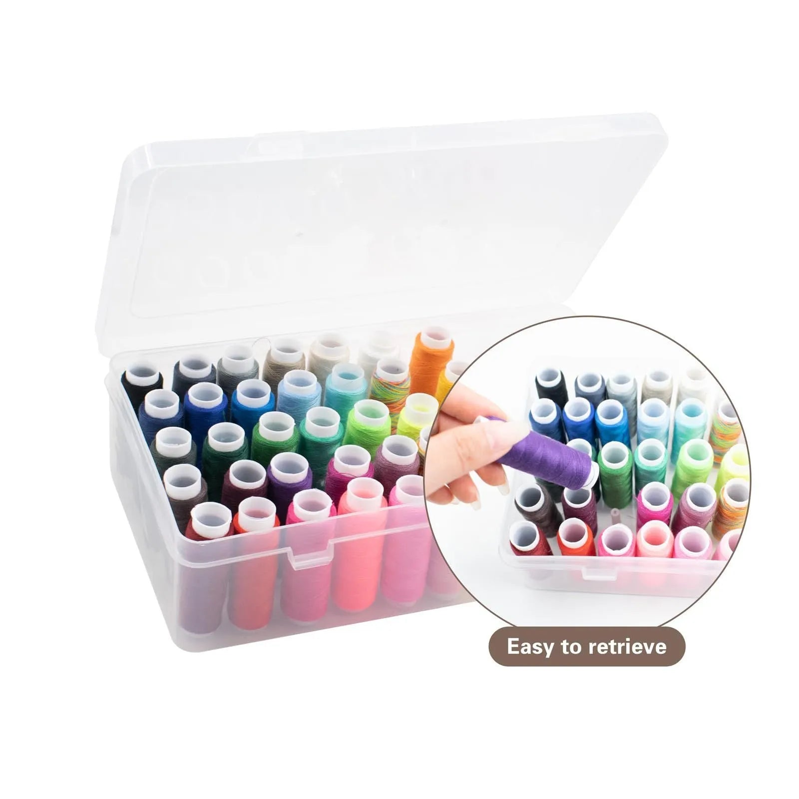42 compartment plastic embroidery storage box in transparent, pink, or blue colours