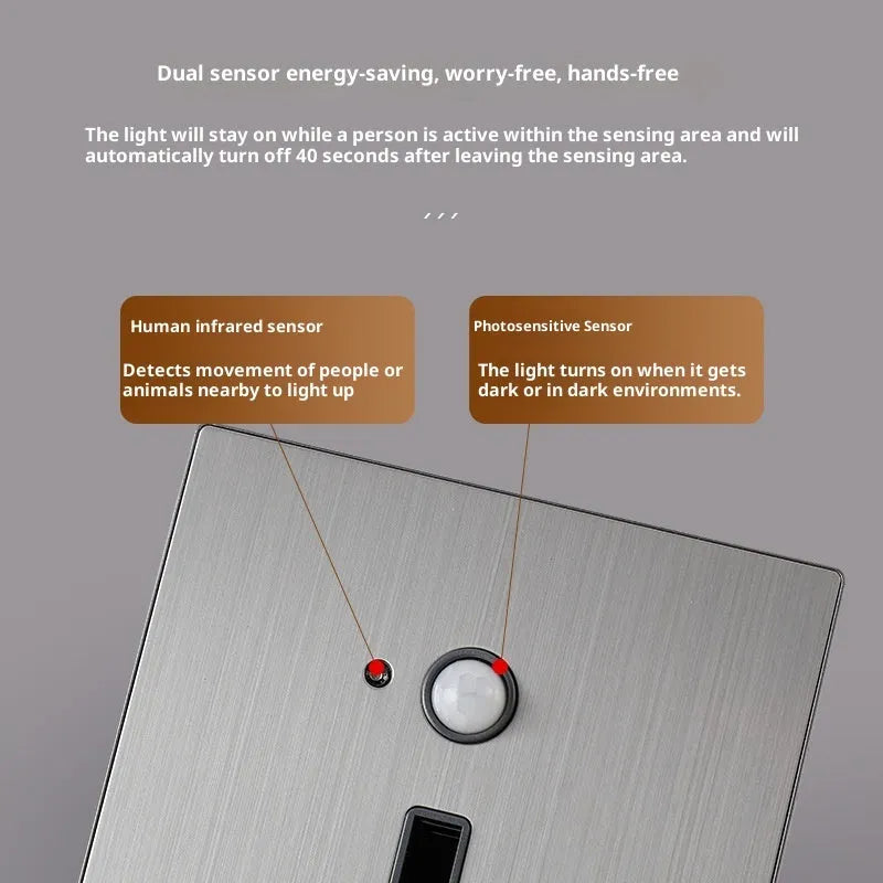 Intelligent human body infrared motion sensor LED light 1.5W 220V with PVC geometric shade in brushed gold