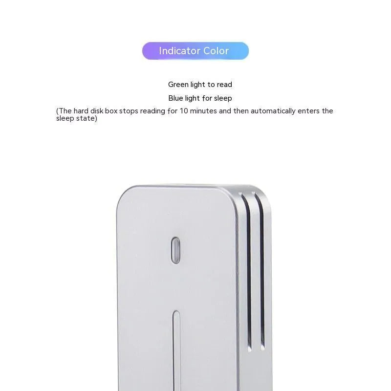 Aluminium alloy M.2 NVMe and SATA external SSD enclosure with USB-C port, measuring 5.2cm by 2.8cm.