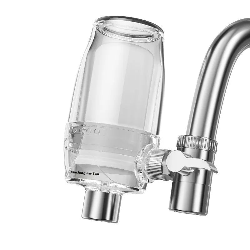 Ceramic faucet-mounted water filter unit for direct tap connection.