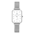Women's waterproof quartz watch with woven steel strap in rose gold or silver