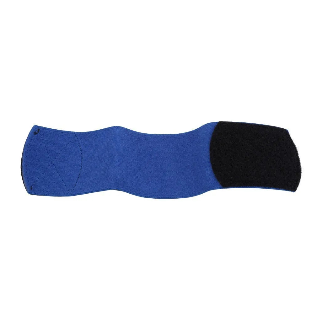Rubber football shin guard magic tape belt in four colours measuring 25cm by 6.5cm