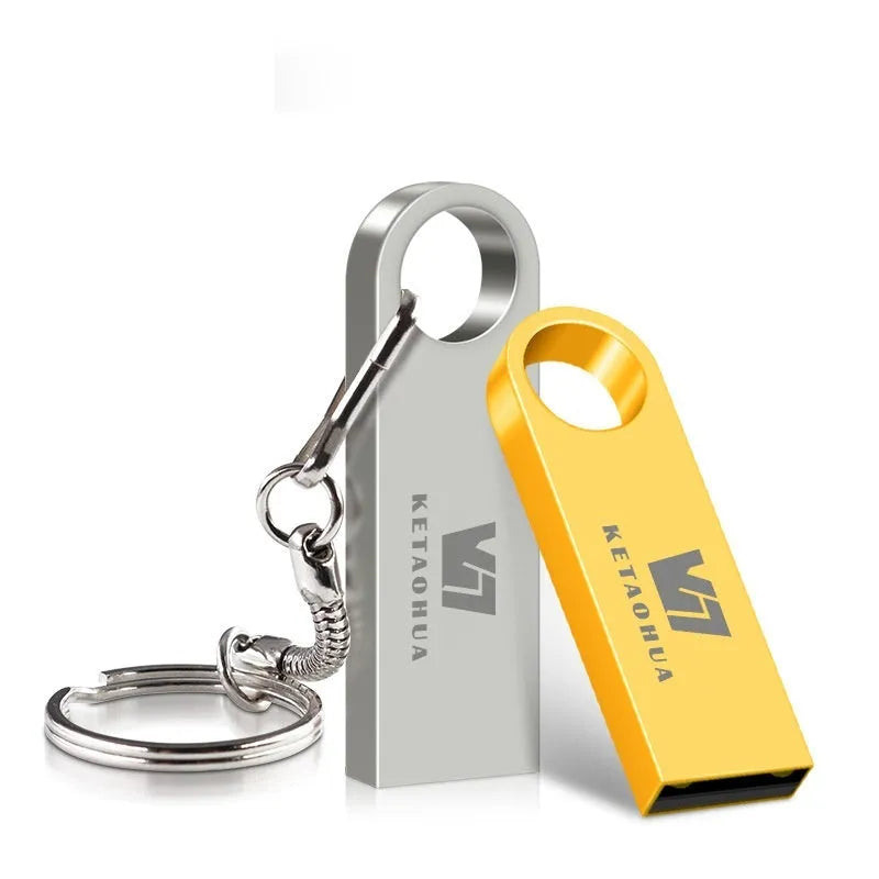 Slim silver metal USB flash drive on a dark background showing its compact 39mm length and 4.5mm thickness.
