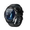 Black or grey zinc alloy smart bracelet with body temperature monitoring on wrist.