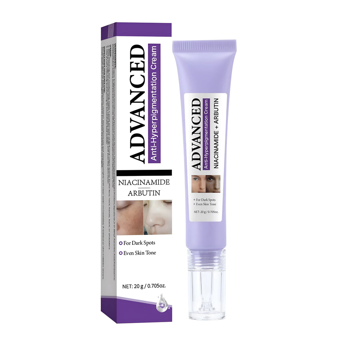 20g anti-pigmentation face cream in standard packaging for universal skin types