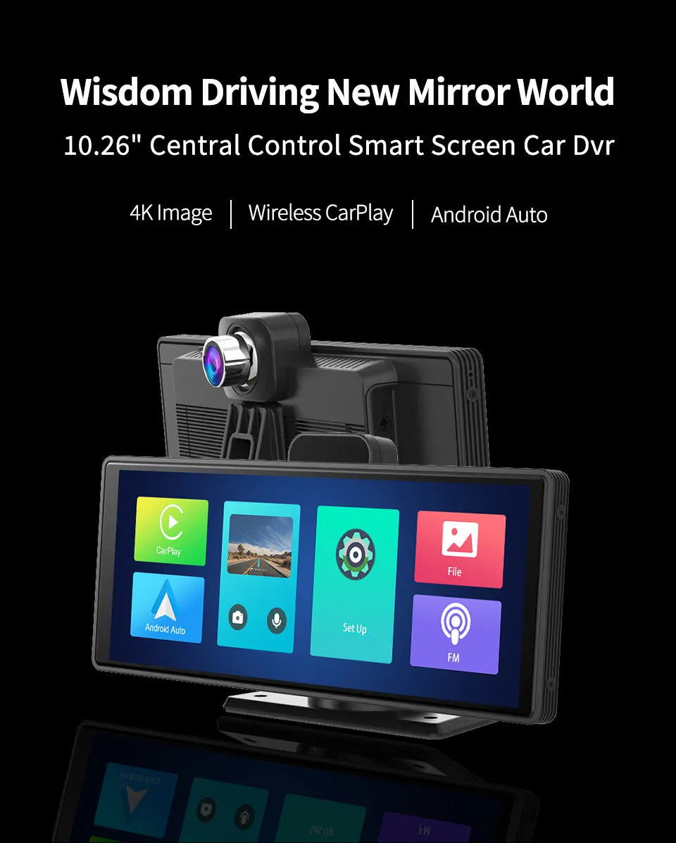12-inch touch screen car DVR with front and rear cameras for dual recording and parking monitoring