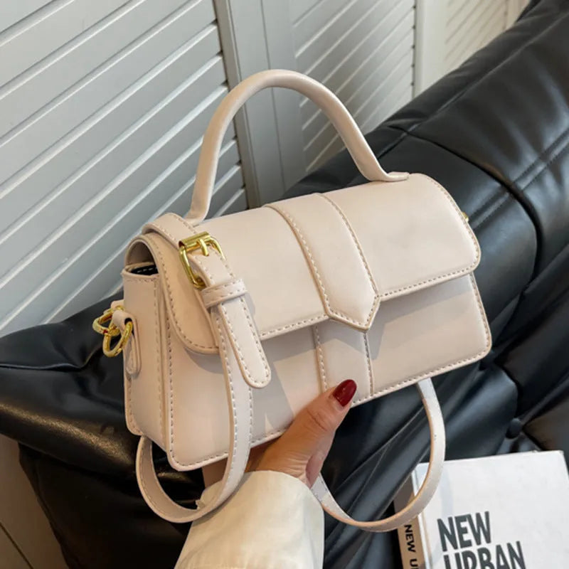Women's PU messenger bag in horizontal square shape with file organisation internal structure
