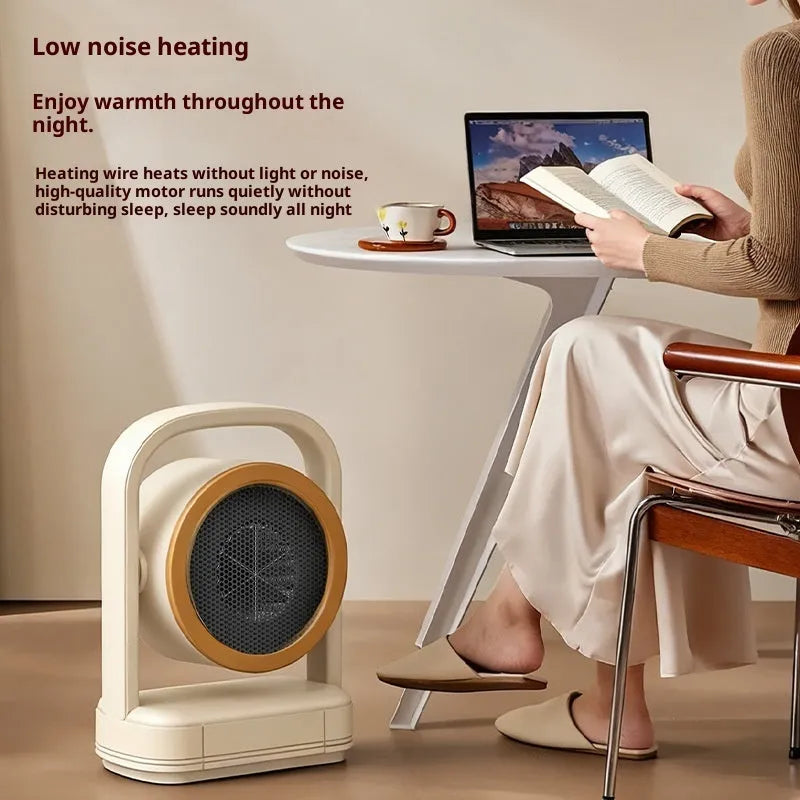 Beige or dark gray desk heater, 215mm x 126mm x 300mm, 500W heating wire, shaking head air supply